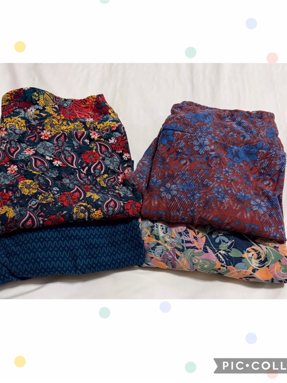 LuLaRoe Floral & Paisley Mixed Pattern Girls Leggings - Red, Blue, Yellow, Pink